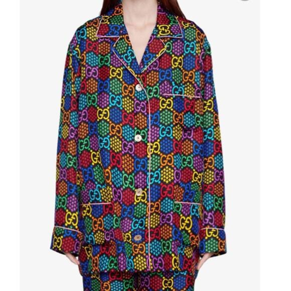 GUCCI Blue Logo Print Shirt 42 - Picture 1 of 9